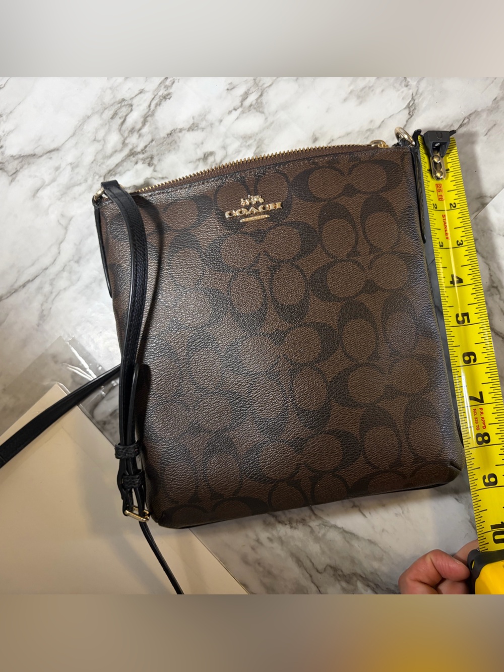 Coach Brown Signature Crossbody with Black Strap - Picture 10 of 11